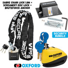 OXFORD BRUTE FORCE GROUND ANCHOR + SCREAMER7 DISC LOCK + SABRE CHAIN LOCK 1.8M