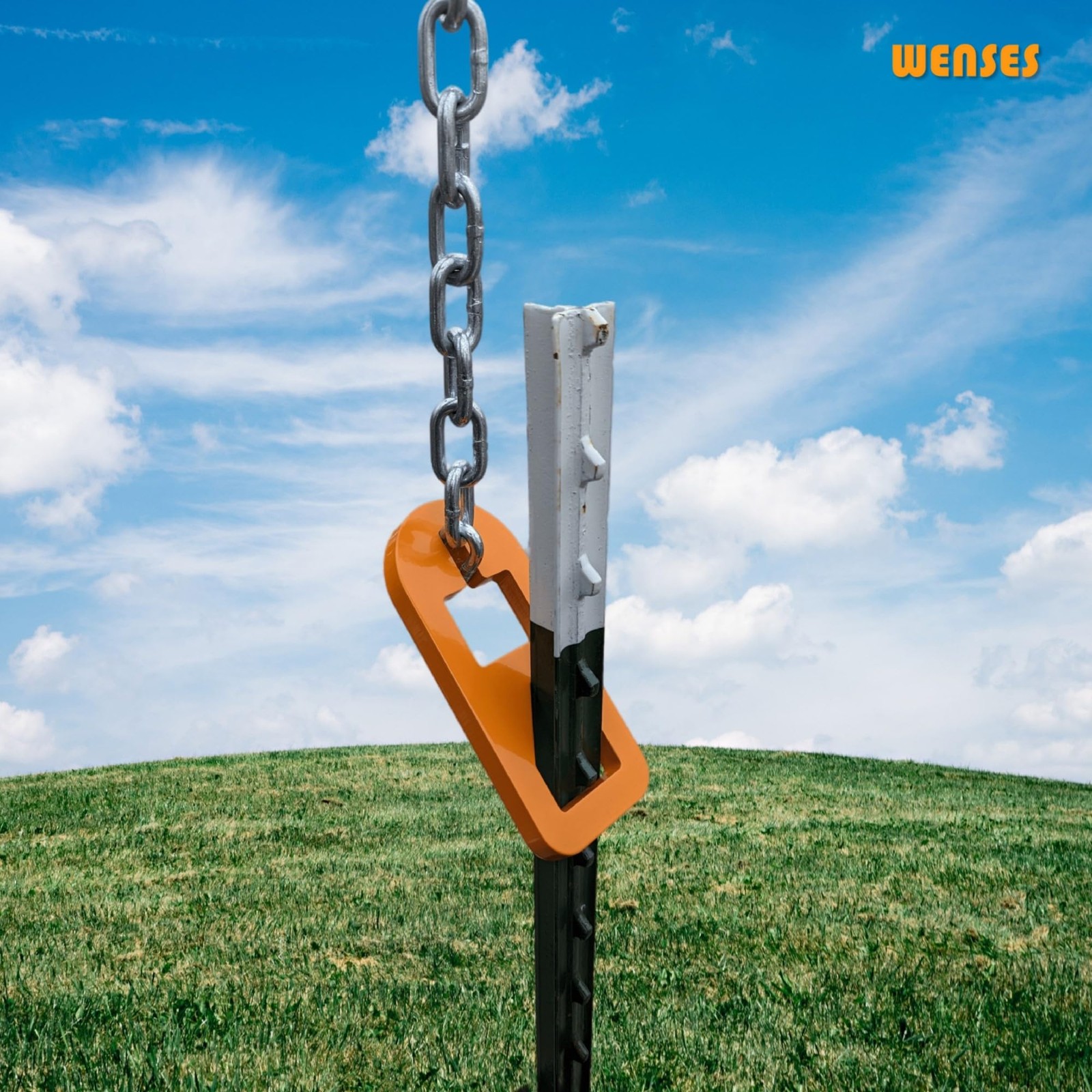 T-Post Puller Plate Tool with Short Chain Heavy Duty Carbon Steel Plate with ...