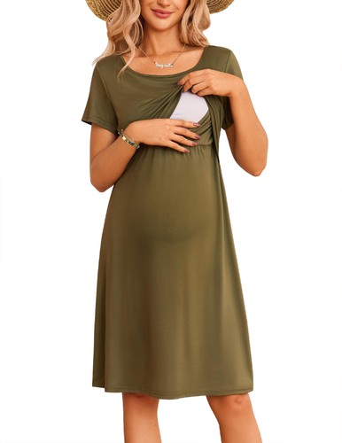 Umstands Stillkleid für Damen Kurzarm Patchwork Stillkleid ...