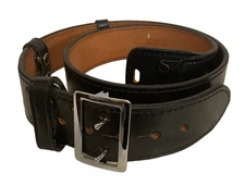 Dutyman 1011U Black Full Grain Leather 2.25" Belt & 3 Keeper Straps Size 44