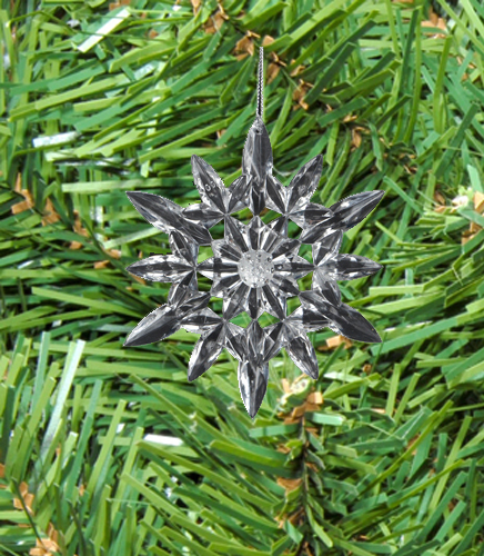 KURT S. ADLER CLEAR ACRYLIC CRYSTAL SNOWFLAKE CHRISTMAS TREE ORNAMENT STYLE C - Picture 2 of 2