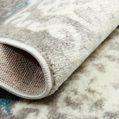 Durable Grey/Blue Transitional Damask Rug - Power Loomed, 6'6" x 9'6" - Picture 11 of 11