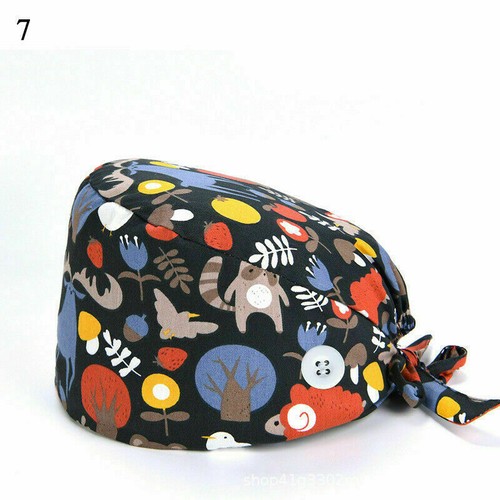 Unisex Surgical Scrub Cap Doctor Nurse Kitchen Hat with Sweatband Adjustable Cap - Bild 29 von 63