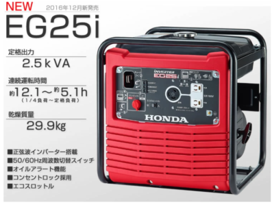 HONDA 2.5kVA Portable Gasoline Inverter Generator EG25i Running