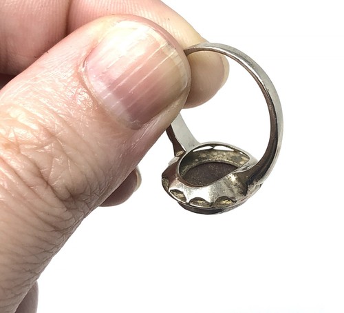 Vintage Size 7 Brown Agate Oval Sterling Silver Ring - Picture 8 of 12