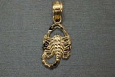 14K Solid Yellow Gold 0.75" Tiny Small Scorpion Zodiac Charm Pendant.