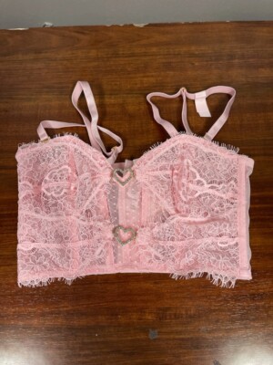 Victoria's Secret Dream Angels Corset XSmall Pink Lace with Bedazzled  Hearts