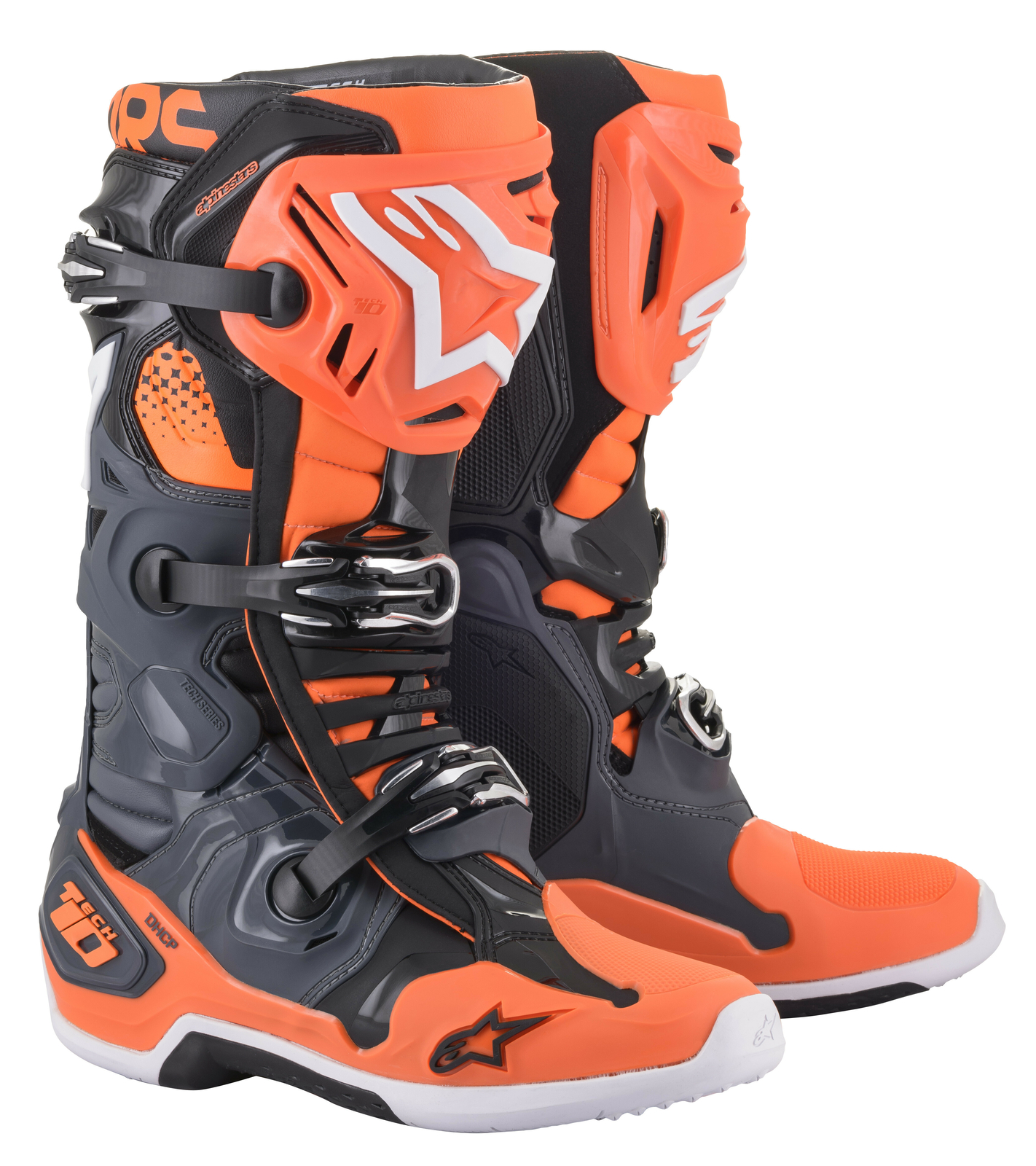 Alpinestars Tech 10 Cool Grey Orange Fluo Boots, Size: 11