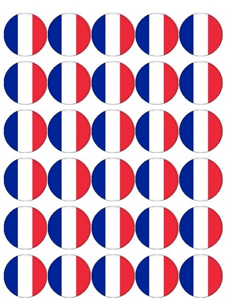 30x France Français Drapeau Cupcake Toppers Comestible Wafer Papier Fairy Gâteau - Photo 1/1