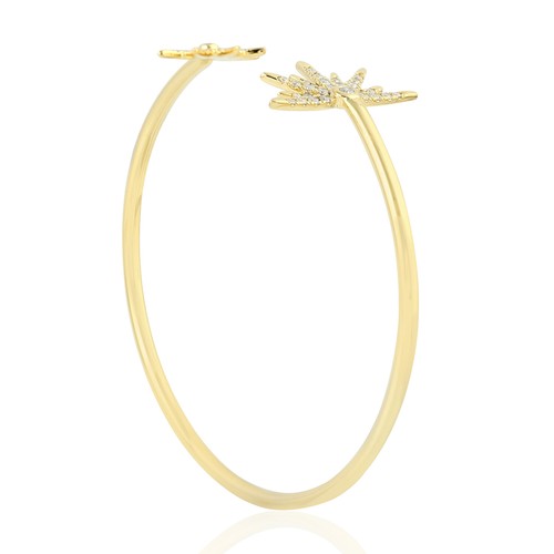 Vintage Diamond Bangle 18k Natural Yellow Gold Bangle Bracelet For Women Gift - Picture 3 of 7