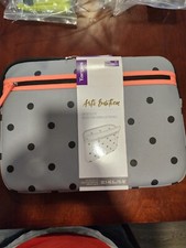 targus laptop sleeve arts edition gray dot with front pocket up to 16" stylish