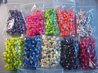 100 NEW FLOATING WALLEYE JIG HEADS 3/8 & 1/4  SIZE 1 AND 2 HOOKS LEAD FREE #10