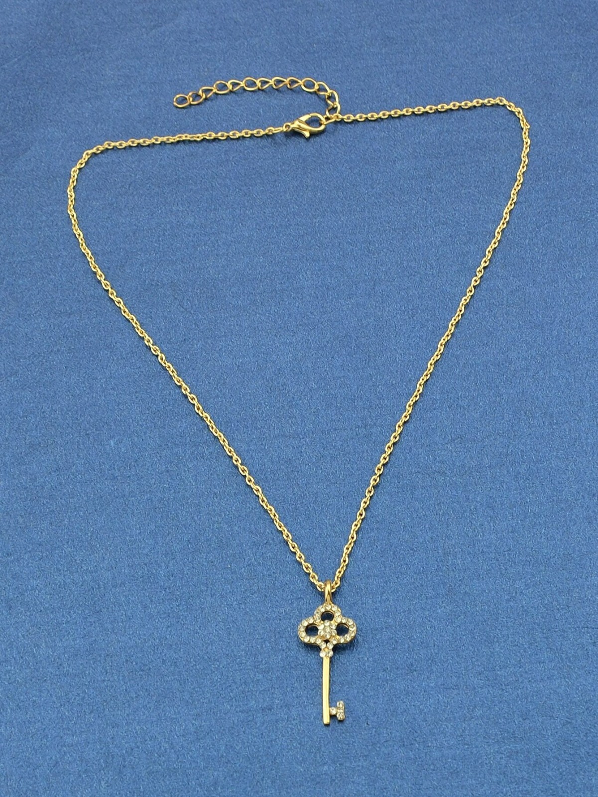 Fashion Gold Plated Crystal Key Necklace Best Friend Couple Anniversary