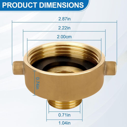 Adaptador de manguera Fire Hydrant 2-1/2, 1-1/2 NST/NH hembra 3/4"" GHT, 2"" NPT latón macho - Imagen 17 de 24