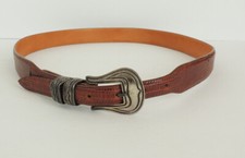 Chacon Sterling Buckle Genuine Lizard Belt Made In USA Mens 36 Marked Sterling
