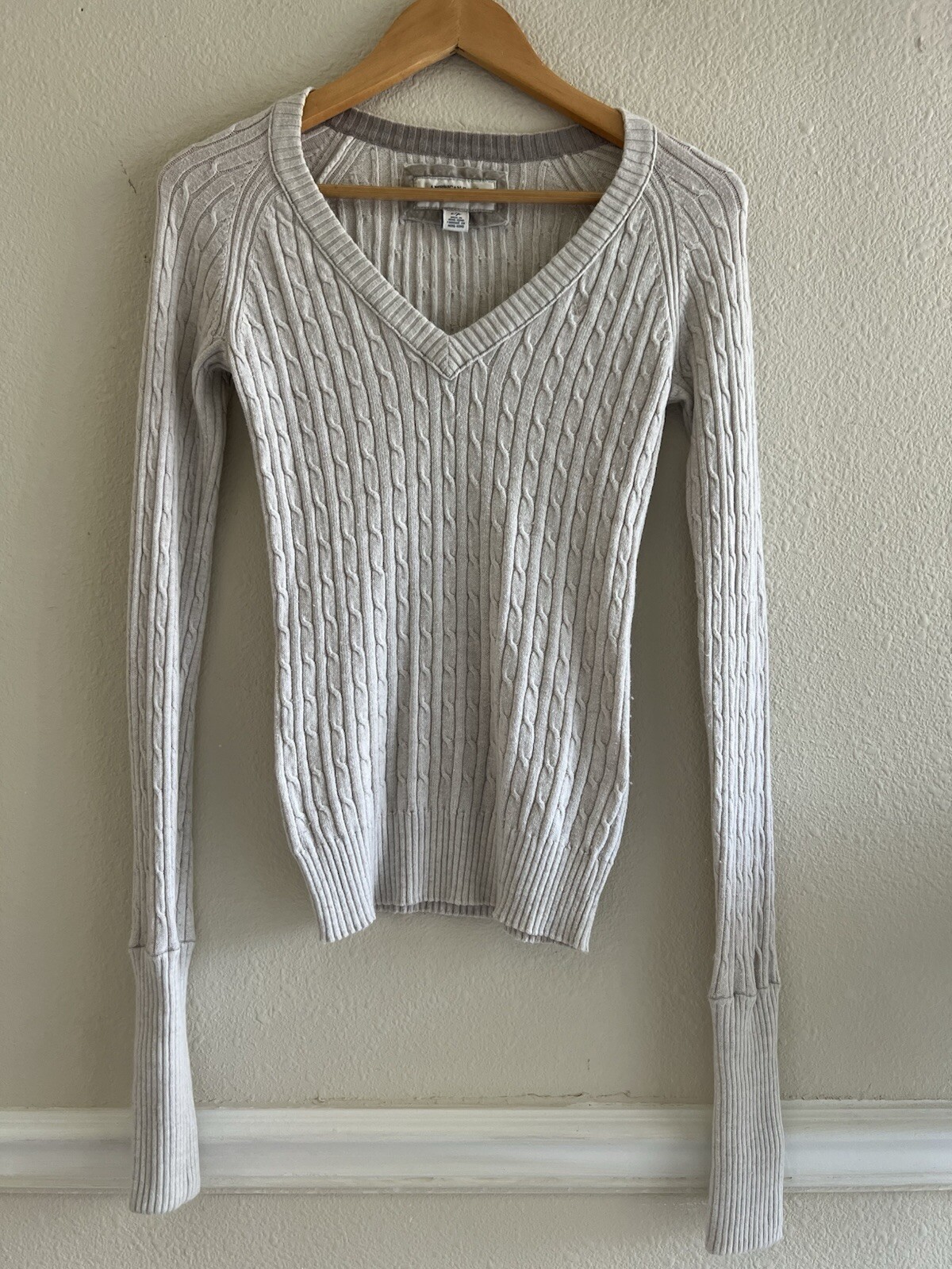 American Eagle Cream Ivory Y2K Cable Knit Sweater Small Bella Swan Style