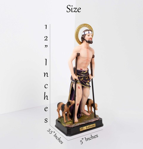 St. Estatua Lázaro 12" 24" Resina | Estatuilla Religiosa San Lázaro 25121 - Imagen 3 de 7