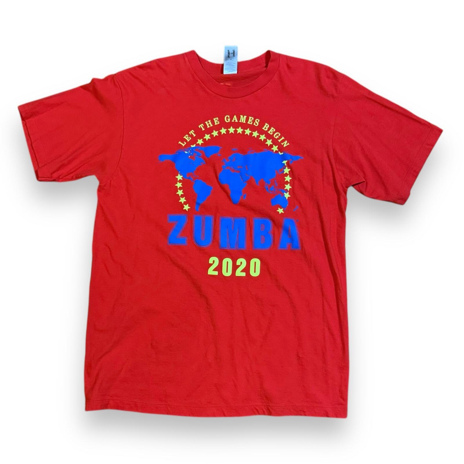 Zumba Unisex Red 2020 Olympics Let the Games Begin Tee Size L