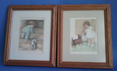 Pair Vintage Bessie Pease Gutmann Prints The Reward and Nitey