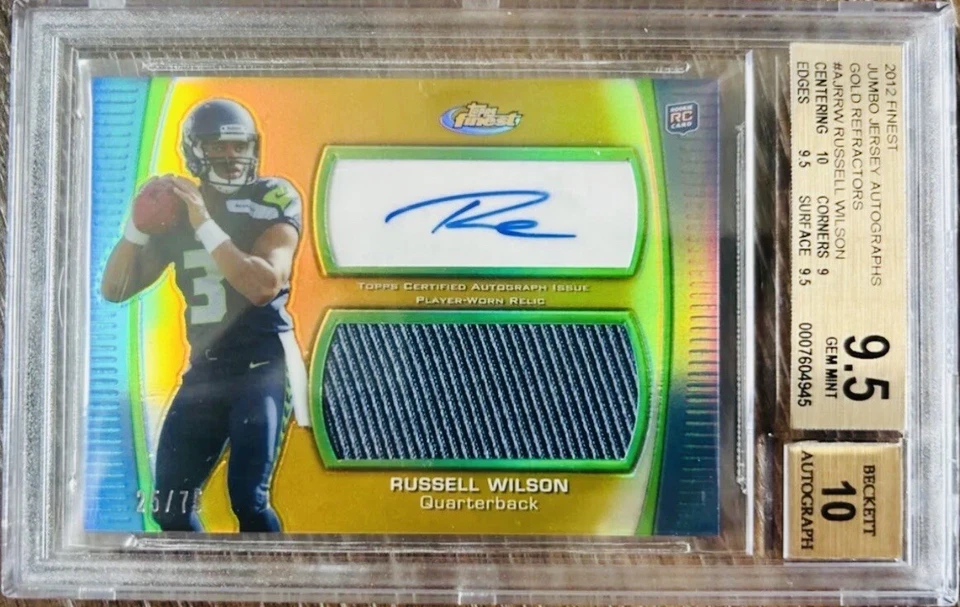 Pop 3! Russell Wilson Topps Gold Refractor Prizm BGS 9.5 2012, impecable 10 automático Foto 2 de 4