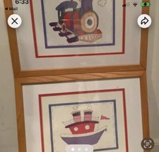 Children  s Transportation Prints With Wooden Frames    