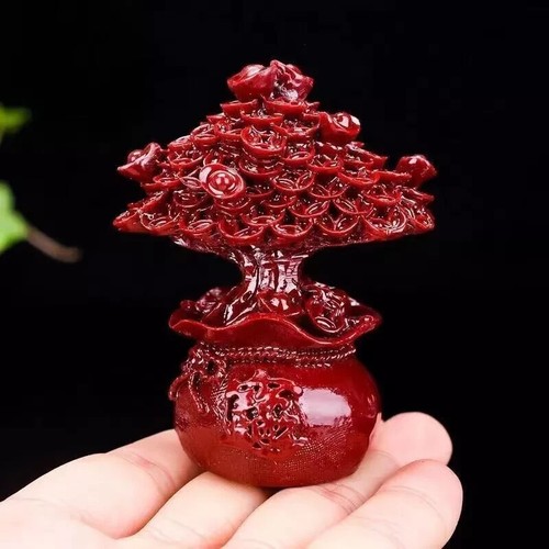 Top Natural cinnabar quartz Hand Carved Crystal tree Carving healing