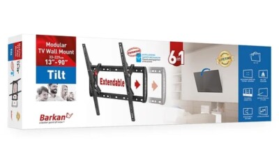 Barkan 13''-90'' TV Wall Mount-Tilt Flat/Curved Screen Bracket up to 132lbs