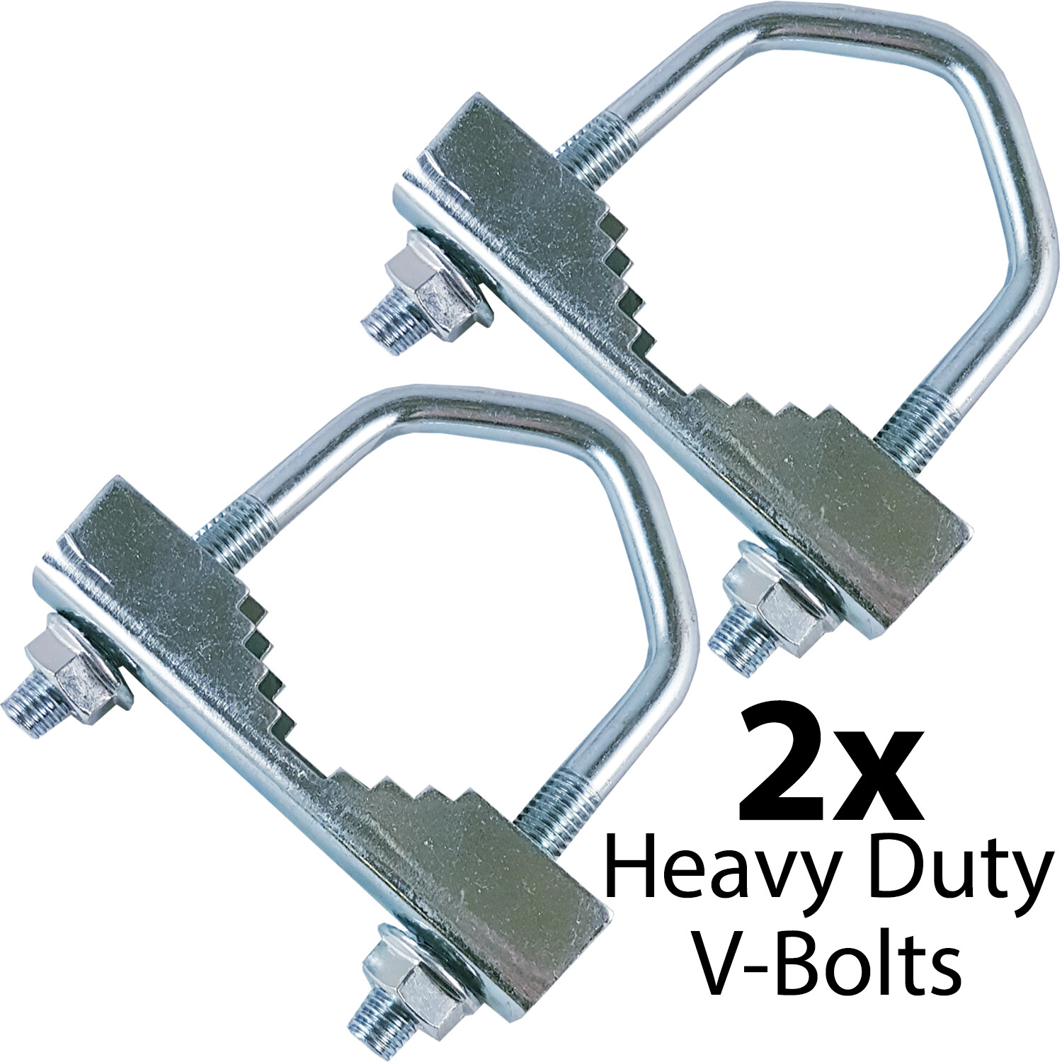 2x Heavy Duty Jaw V Bolts up to 2 Inch Aerial Pole Mast Outdoor U Bolt