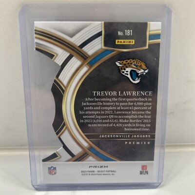 2023 Select Football Trevor Lawrence Zebra Die Cut Prizm Premier