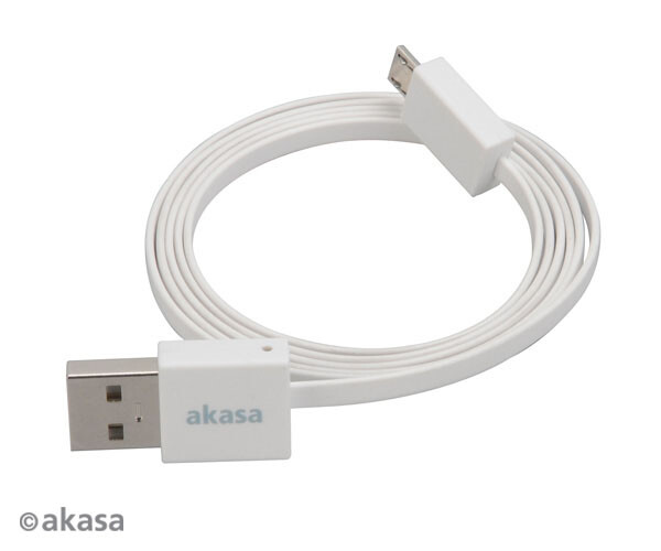 Akasa AK-CBUB16-10WH PROSLIM Super slim Type-A to Micro-B cable White 100cm