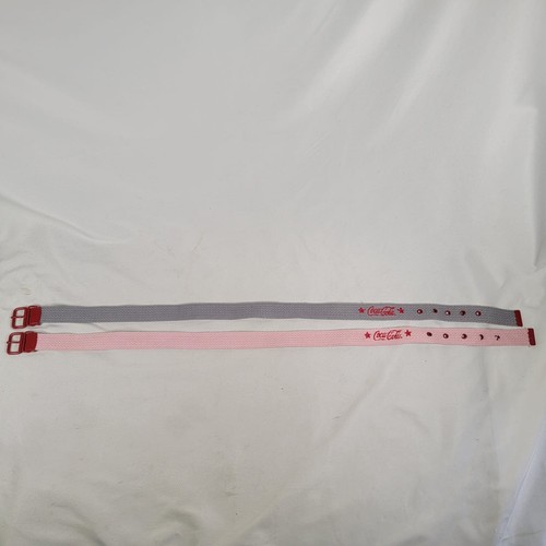Set of 2 Vintage Early 90's Kids Youth Coca-Cola Belt Pink Gray 30" Long - Picture 2 of 11