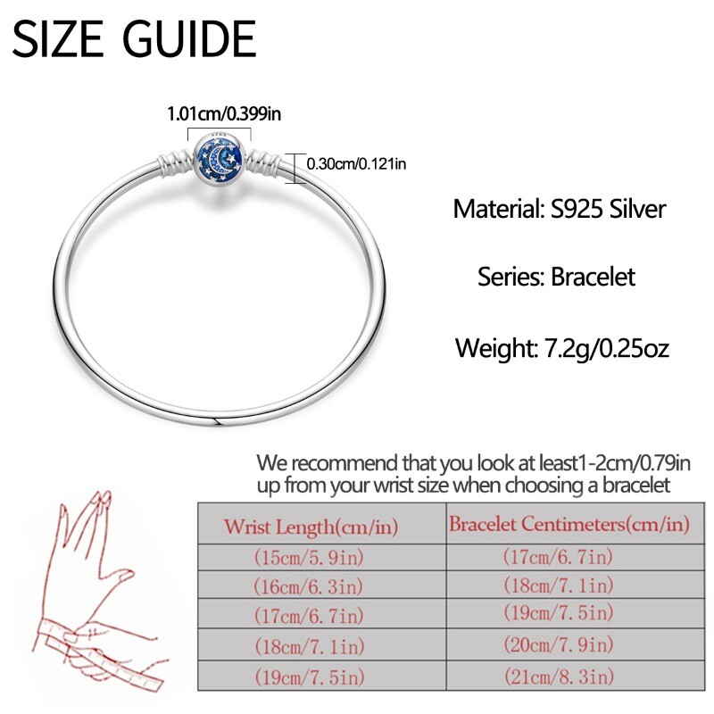 KUNSIR 925 Sterling Silver Bracelet Cosmic Star River Bracelet DIY Bracelet Gift