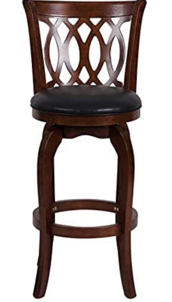 Homelegance Shapel Swivel Pub Height Barstool, 30"SH, Cherry (Scroll Back) - Image 3 of 4