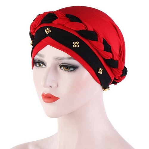 Women Muslim Hat Wrap Chemo Cancer Cap Turban Hair Loss Braid Head