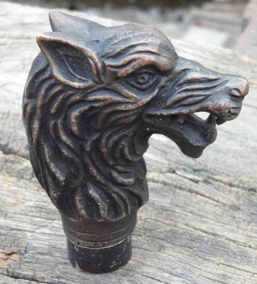 ANTIQUE BLACK SOLID WOLF DRAGON HEAD WALKING STIC… - image 3