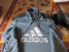 Men's Adidas Hoodie Teal Pixelated Look 3 Bar Logo Size Large