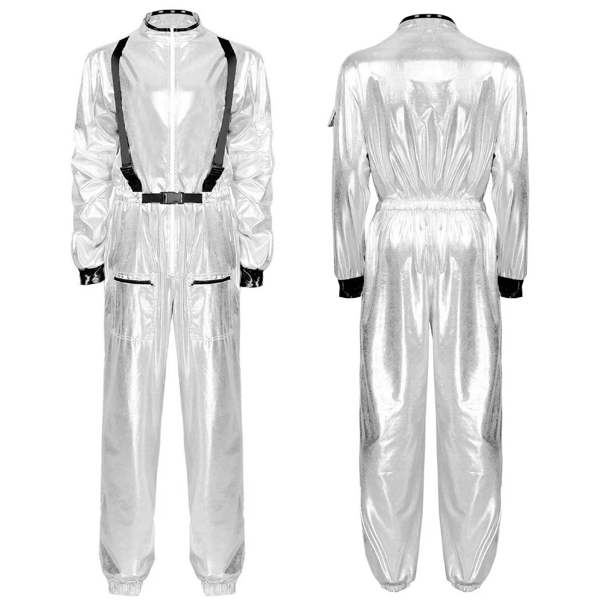Adult Astronaut Costume - Silver Space Suit With Helmet, Gloves & Sunglasses, Unisex For Halloween & Cosplay