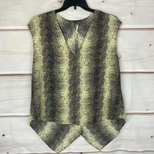 Rachel Rachel Roy Top Womens L Chevron Sleeveless Hi-Low V-Neck Blouse Pullover