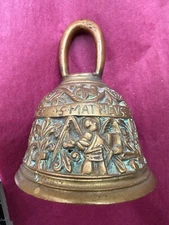 Antique Brass Church Bell - Cut out metal -St LUCAS, St JOHANNES, St MATHEVS