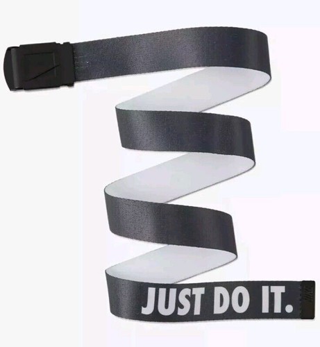 NIKE Golf Belt Web JUST DO IT REVERSIBLE Gray White OSFA Fast Ship New - Picture 3 of 7