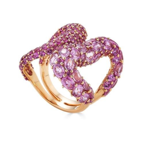 Labor gewachsen rosa Saphir Cocktail Ring 925 Feinsilber CZ Art Deco Damenschmuck - Bild 2 von 2