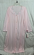 VTG Shadow line pink sheer robe Size L Romantic Cottagecore Short sleeve NWT