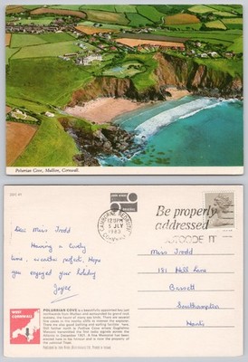c44577 Polurrian Cove Mullion Cornwall England John Hinde Postkarte 1983 Stempel