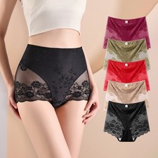 3X Women High Waist Knickers Briefs Lady Lace Seamless Underwear Panties L-3XL