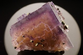 AESTHETIC Yellow & Purple Fluorite Crystal w Chalcopyrite DENTON MINE ILLINOIS