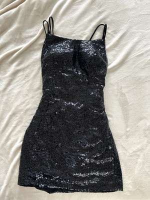 Amazon Sequin Open Back Mini Dress -Size 36, Black, New without tags 