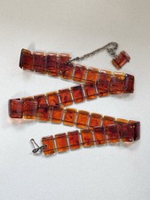 Vtg "Amber" 60s 70s Lucite Plastic Acrylic Belt Mid Century Go-go Diva Disco