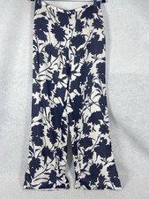 Oscar de la Renta Pants Womens 30x32 Blue White Straight Floral 100% Silk NWOT