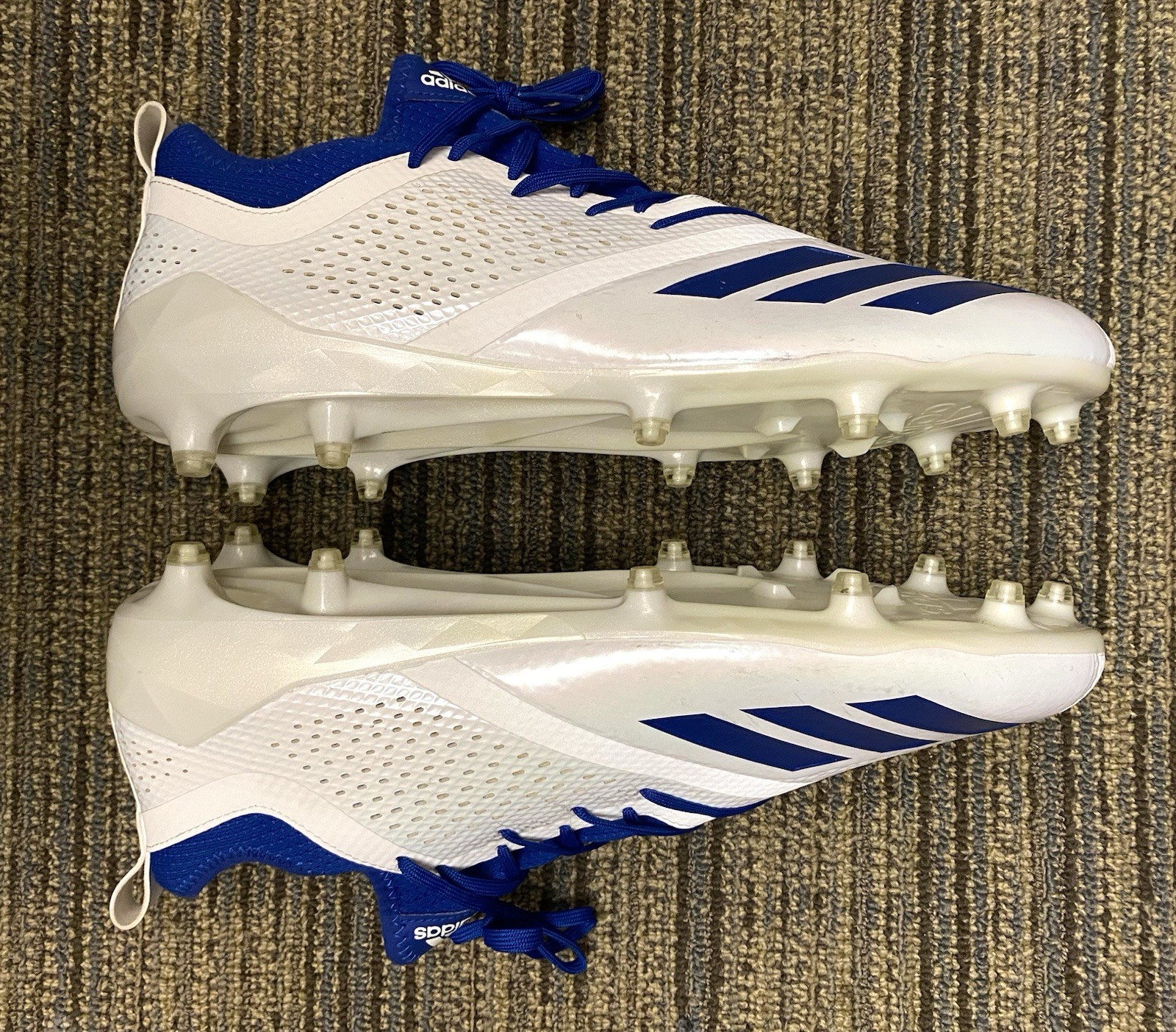 Adidas Adizero Size 14 Men Football Cleat  White & Blue (DA9548 ) Near Mint Cond
