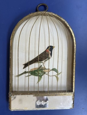 Vintage 1970s Trompe L'oeil Caged Bird France Cottagecore